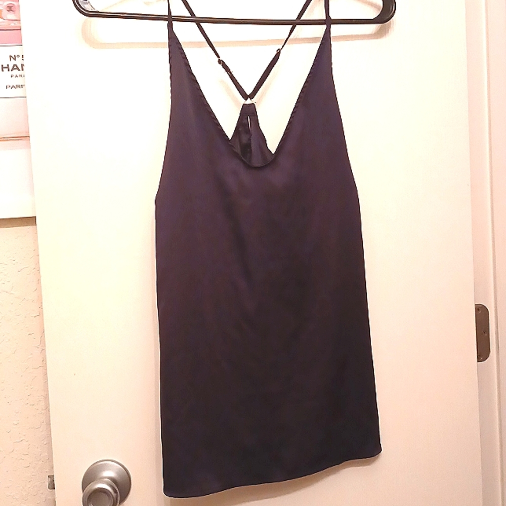new black silky tank top